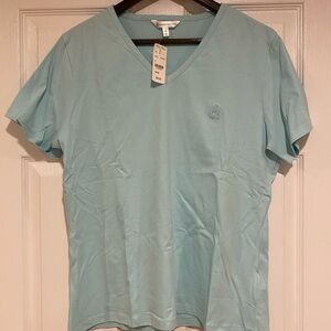 Brooks Brothers Sky Blue V-Neck Tee
